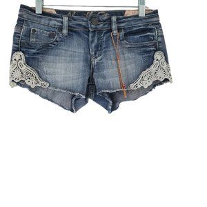 Vanilla Star | Crochet Frayed Hem Denim Jeans